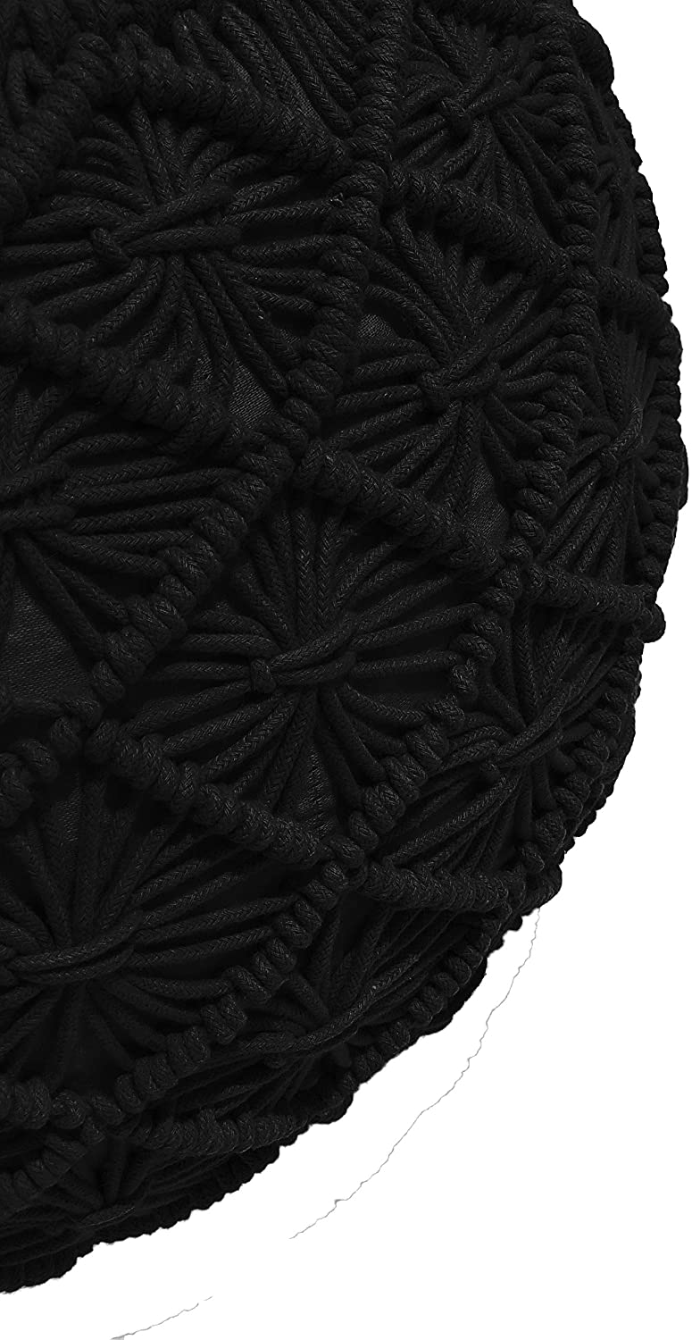 Ottoman Hand Knitted Cable Style Dori Pouf - Macramé Pouf - Cotton Braid Cord