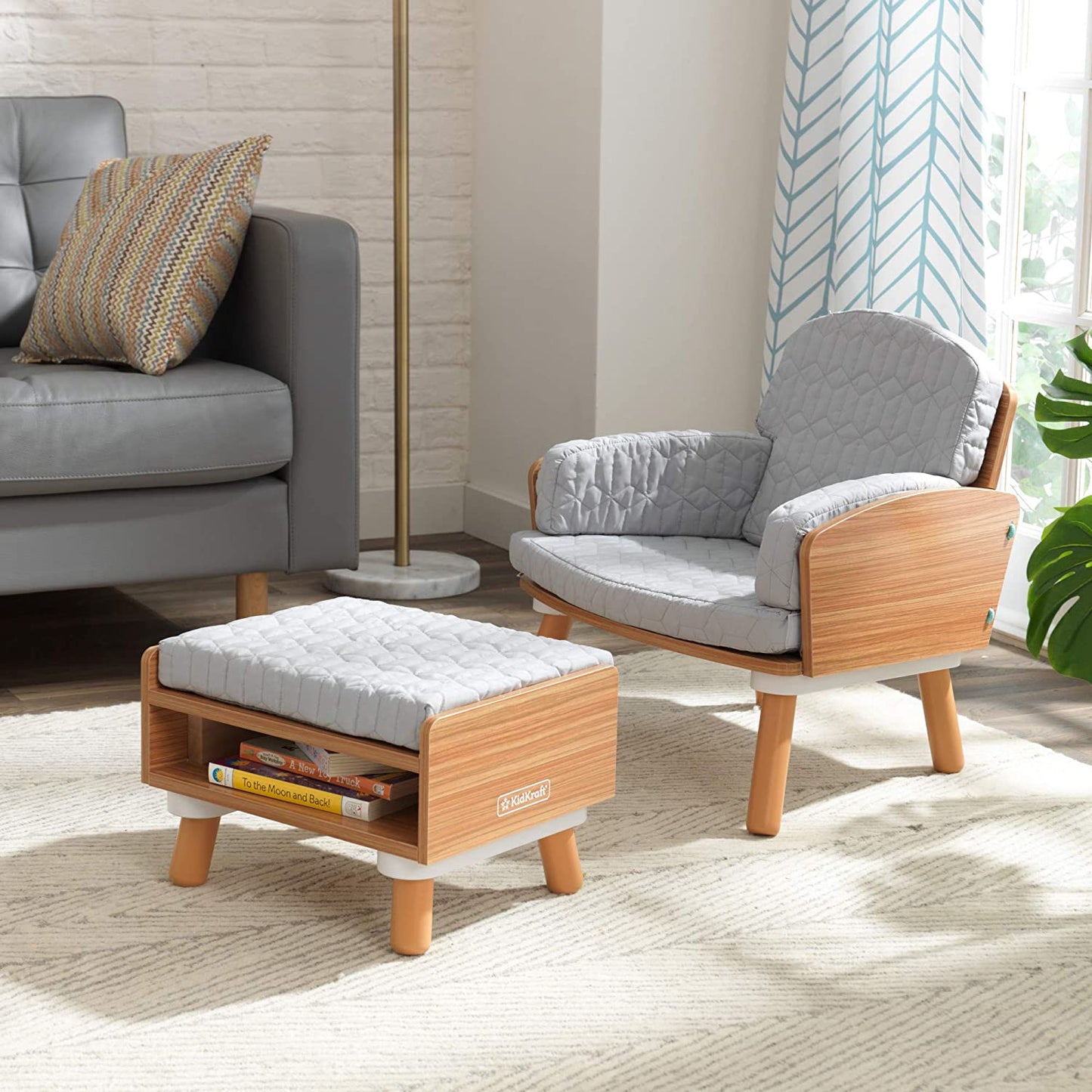 Mid-Century Kids Reading Chair & Ottoman