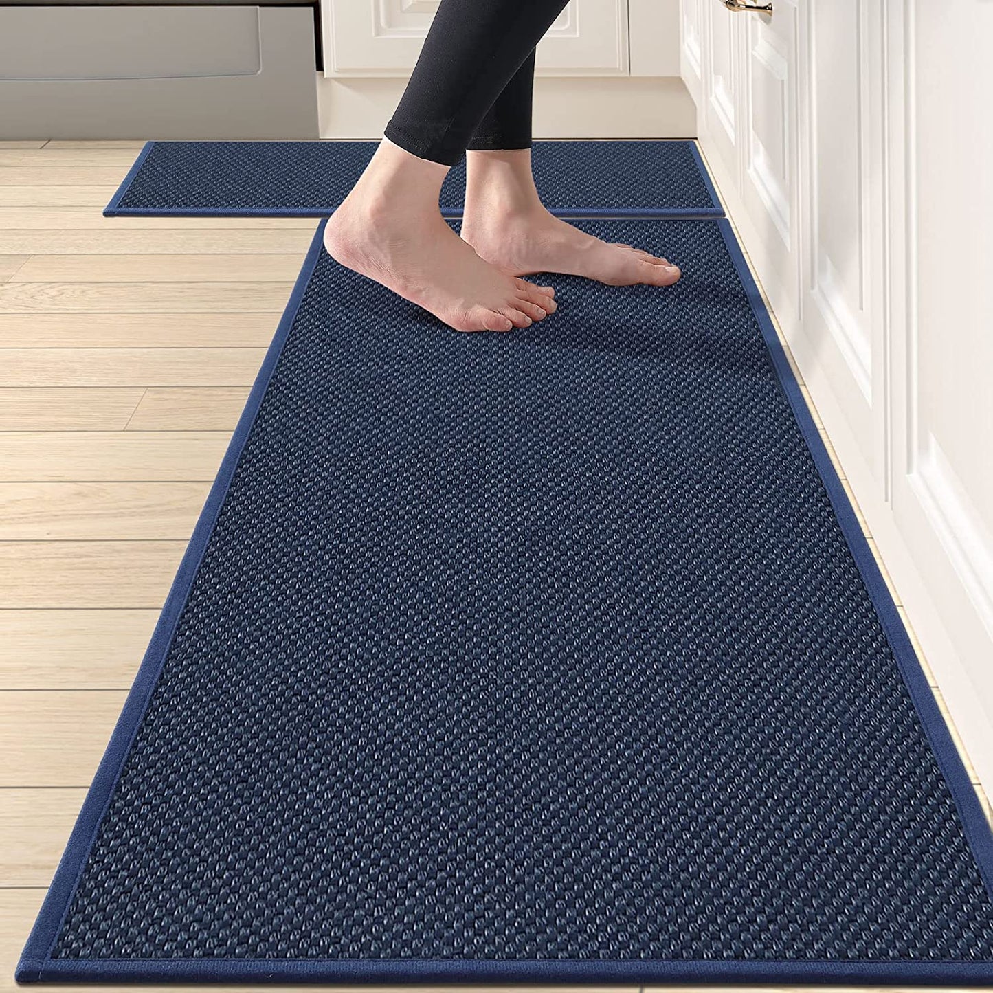 Non slip, washable, 2 PCS Woven Kitchen Rug Set of 2 - Khaki