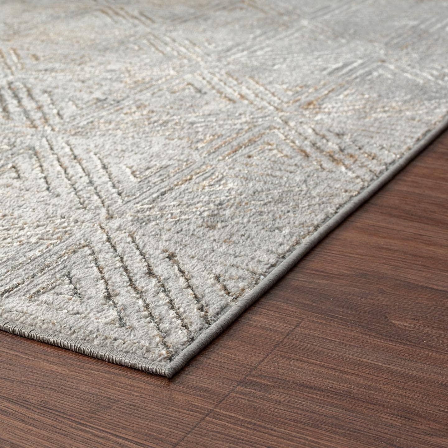 Florance Collection Gold Modern Geometric Soft Area Rug