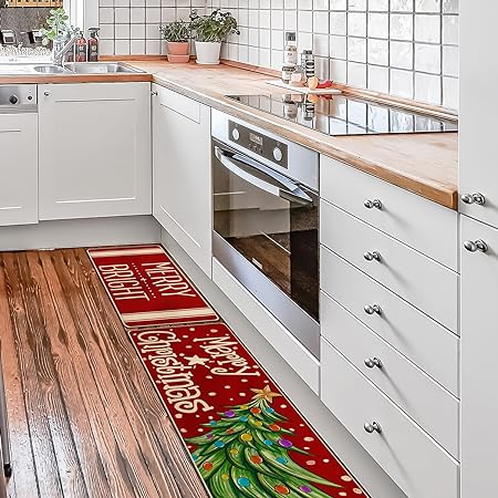 Sets of 2, Non Skid Washable Farmhouse Style Decor for Home Kitchen Floor 17x29 and 17x47 Inch DM108