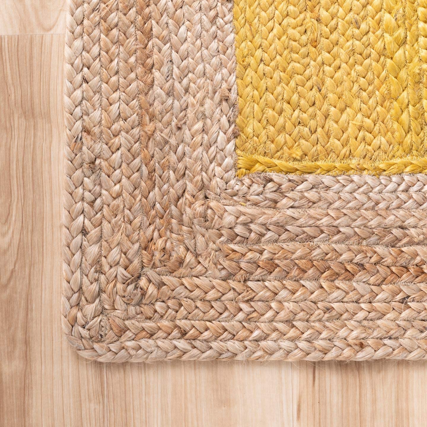 Hand Woven Jute Area Rug yellow