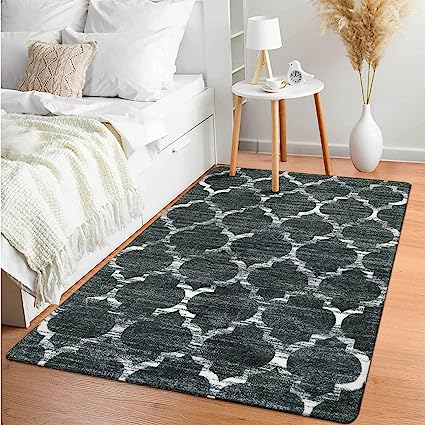 Moroccan Distressed Non-Slip Washable Throw Area Rug - (2’X 3’, Blue)