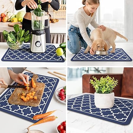 Dish Drying Mat Super Absorbent Drying Mat Large Dish Drying Mats for Kitchen Counter Easy clean Dish Mat Kitchen Drying Mat 15"x 18" Black