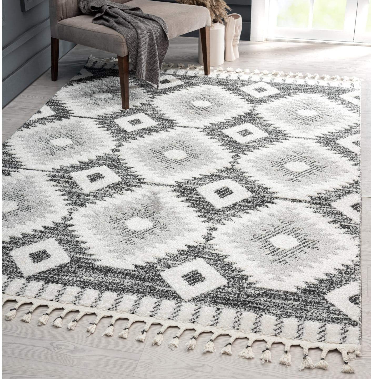 Ibiza Collection Black Moroccan Soft Area Rug