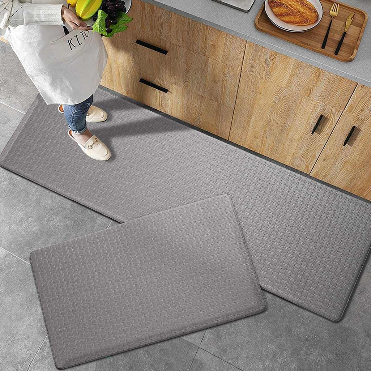 Anti Fatigue PVC Kitchen Floor Mat and Rug, 17"x30"+17"x47",