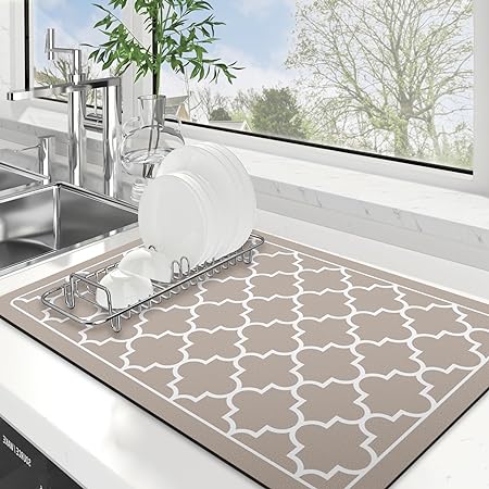 Dish Drying Mat Super Absorbent Drying Mat Large Dish Drying Mats for Kitchen Counter Easy clean Dish Mat Kitchen Drying Mat 15"x 18" Black