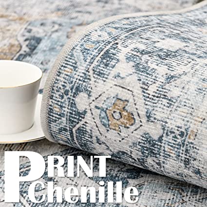 Indoor Floor Print Distressed Carpet Gray Multi Thin Area Rug
