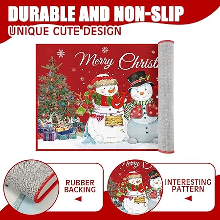 Sets of 3Black Santa Claus African American Merry Christmas Winter Farmhouse Party Floor Mat