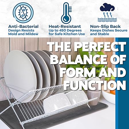 Extra Large, Waterproof Pet Feeding XXL Silicone Dish Drying Mat, (Beige) 24" x 18"