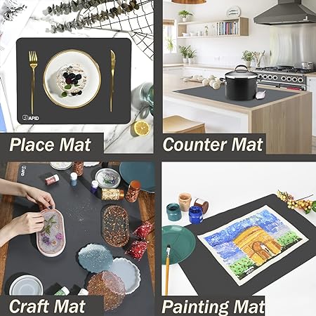 Thick Washable Heat Resistant Extra Large Silicone Mat 36" x 24" Black, Sapid