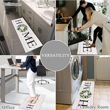 Washable Non-Skid Kitchen Rugs Floor Mats for Home Farmhouse Office, Durable Hallway Laundry Runner Rug Sink Area Rug (18"x29"+18"x47")-Home Design