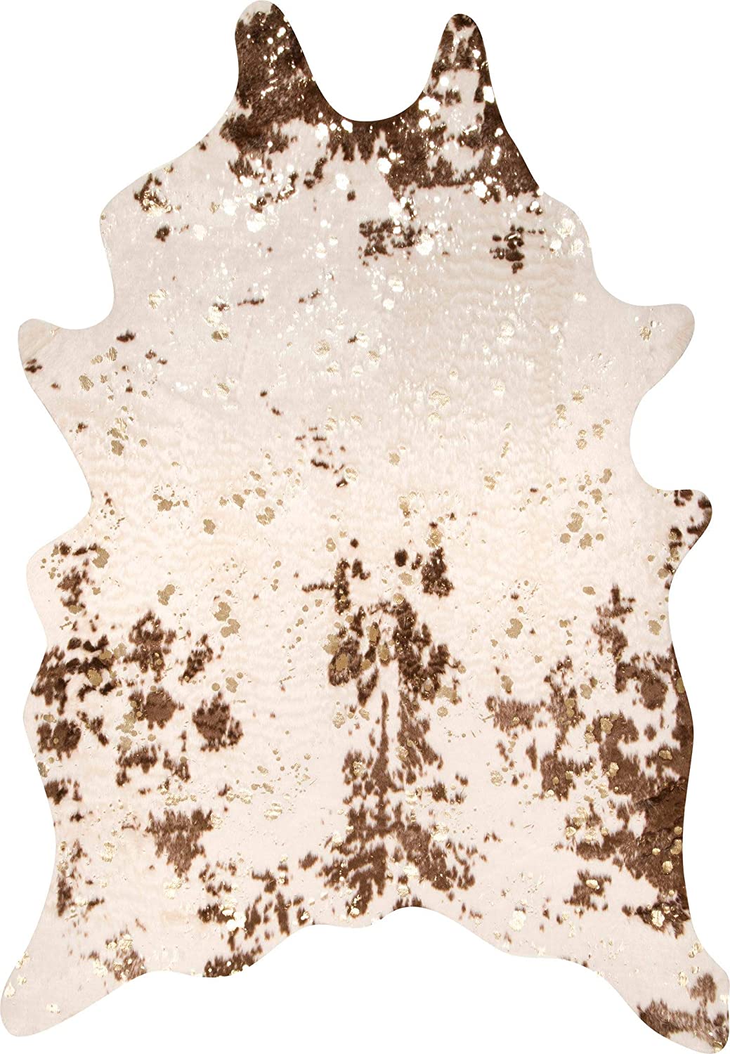 Brown Faux Cowhide Shaped Rug