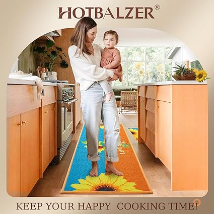 Sets of 2,Washable Non Slip Super Absorbent Kitchen Rugs and Mats, 17x48 Inch+17X24 Inch