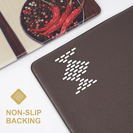 Modern Art Non Slip, Abstract Painting Cushioned Anti Fatigue, Waterproof Kitchen Mats, 18'' x 48'' + 18'' x 30''