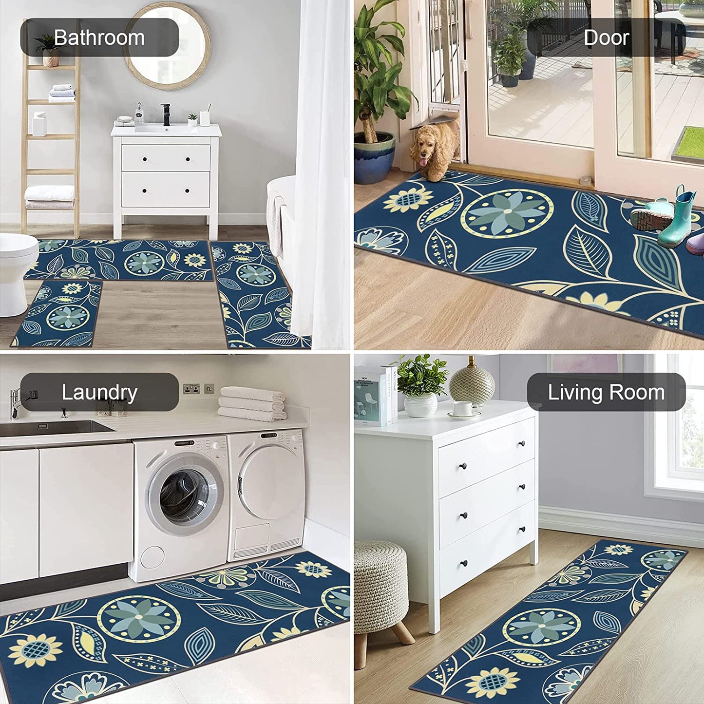 Boho Sets 3 Piece Washable Kitchen Rug