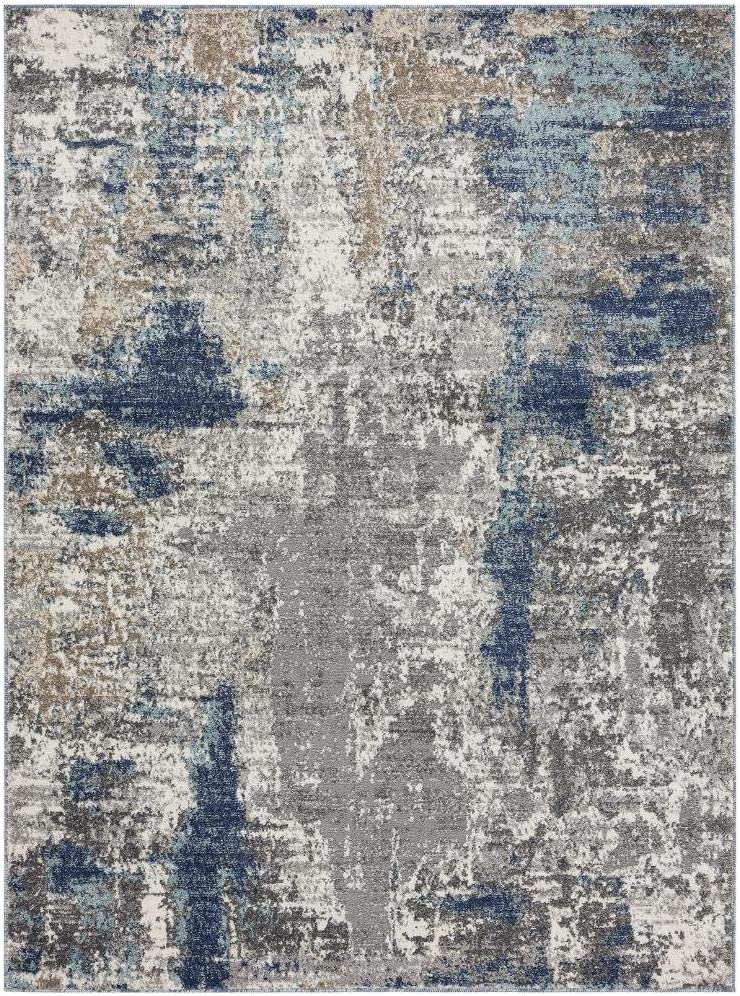 Euston Collection Blue Abstract Soft Area Rug