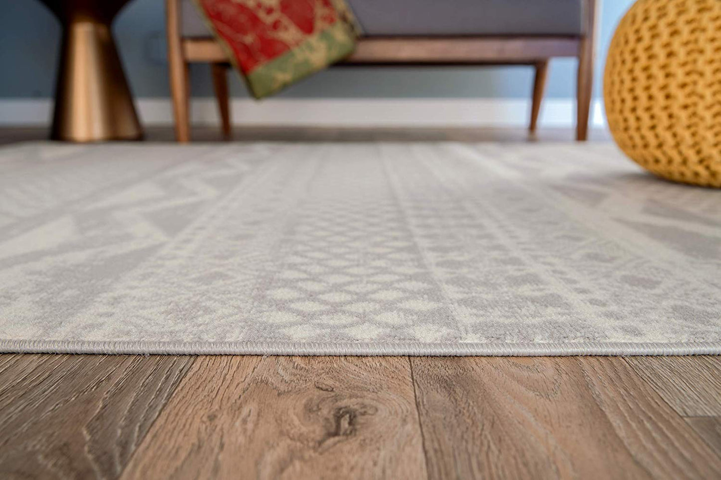 Contemporary Bohemian Gray Ivory Area Rug