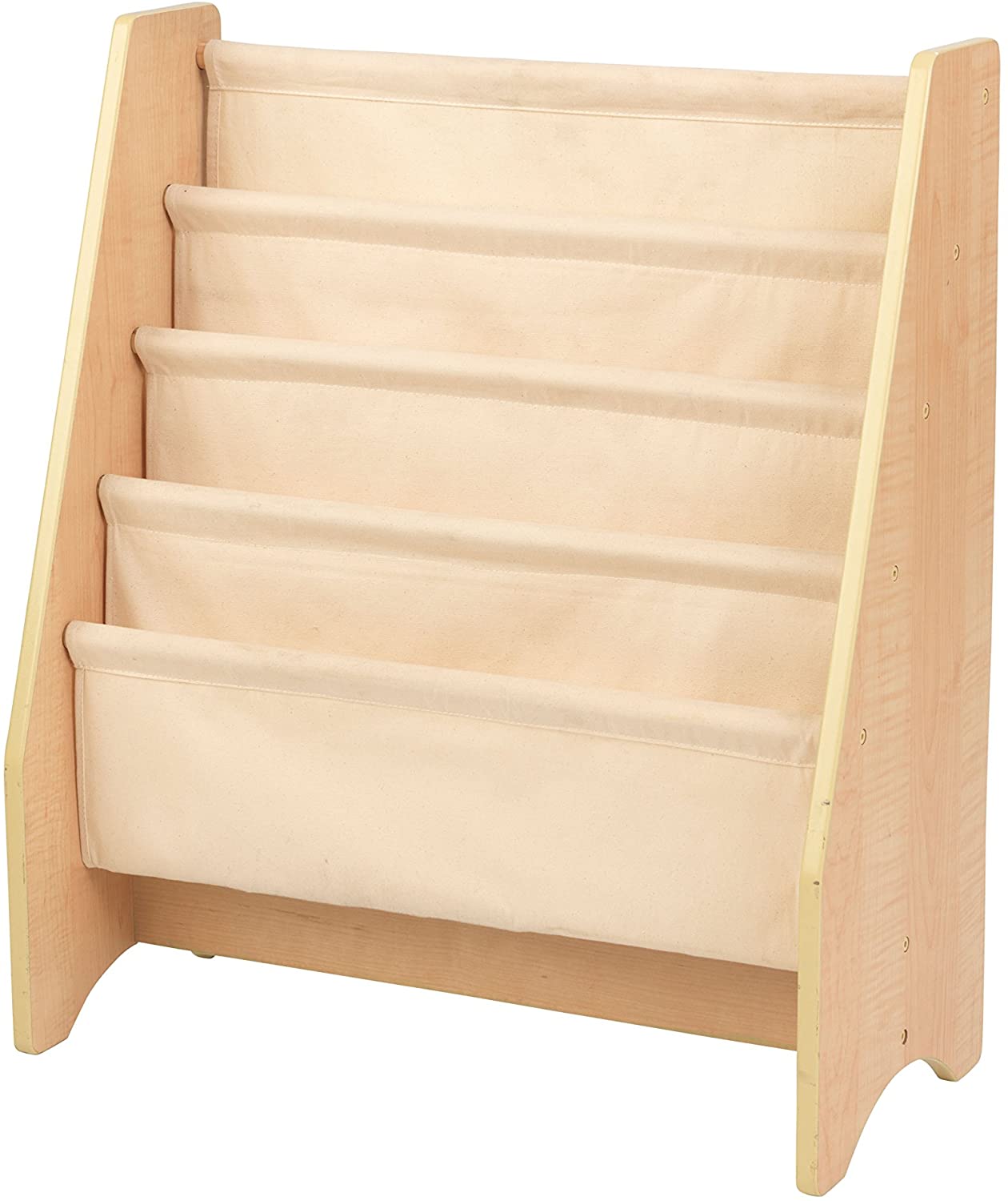 Wood and Canvas Sling Bookshelf Furniture for Kids – Natural