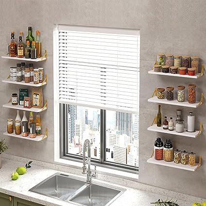 4.7in Rustic Wood Wall Floating Shelves Set of 8 (Dark Carbonized Black)