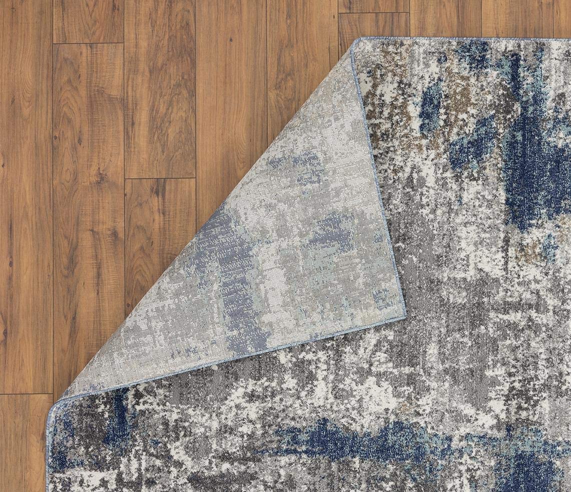 Euston Blue 5 x 7 Abstract Modern Soft Area Rug