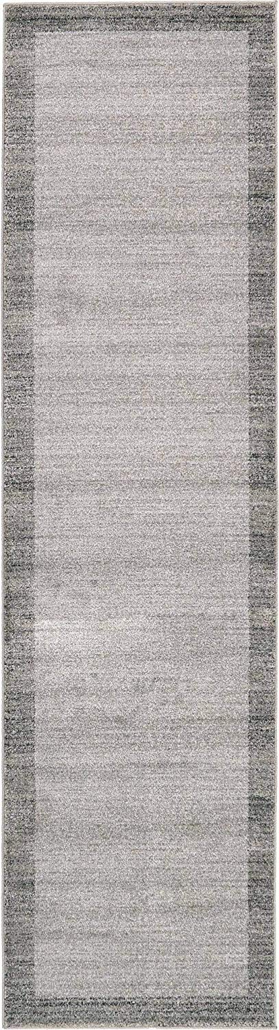 Contemporary Bordered Soft Light Gray Area Rug