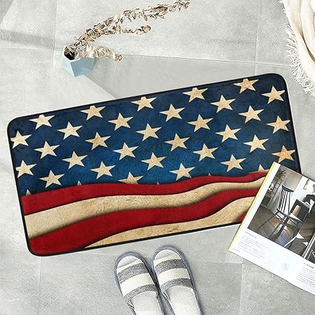 4th of July Anti Fatigue American Flag Non Slip Absorbent Floor Carpet Yoga Mat (3' in Diameter)