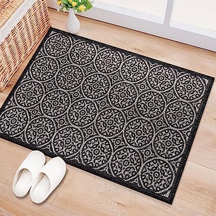 Capri Transitional Floral Circles Textured Flat Weave Easy Cleaning Outdoor Rugs - 2' x 3' Brown