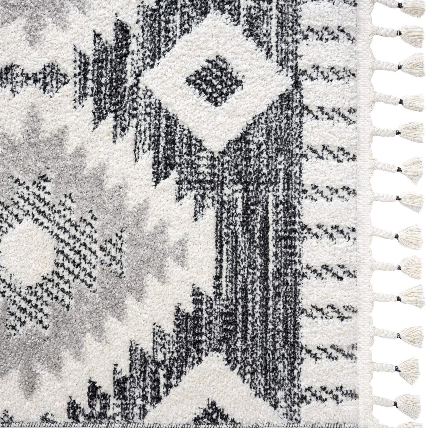 Ibiza Collection Black Moroccan Soft Area Rug