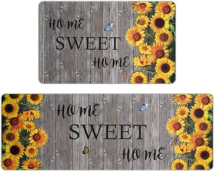 Modern Art Non Slip, Abstract Painting Cushioned Anti Fatigue, Waterproof Kitchen Mats, 18'' x 48'' + 18'' x 30''