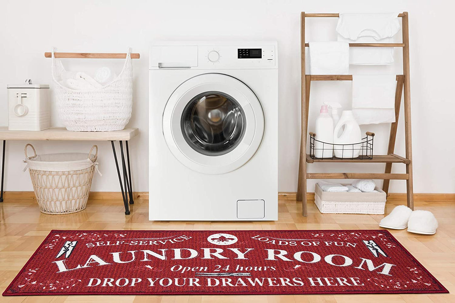 Laundry Collection Runner Non-Skid Rug, Red