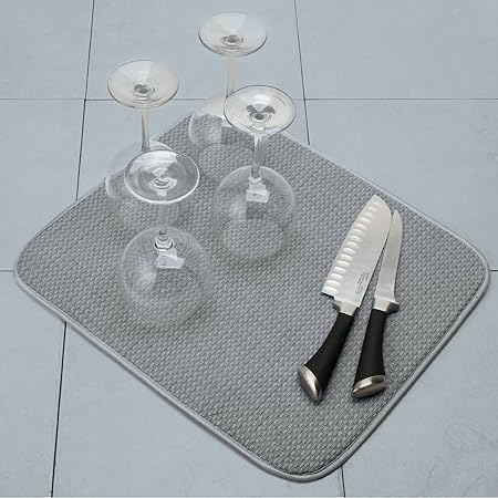 18 by 16-Inch Microfiber Dish Drying Mat, Grey (359G), Pack of 1