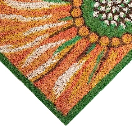 Natura Door Mat - Novelty Designs, Durable Natural Coir & Vinyl Back, Long Lasting Color, Foyers, Porches, Patios & Decks, Sunflower, 1'6" x 2'6"