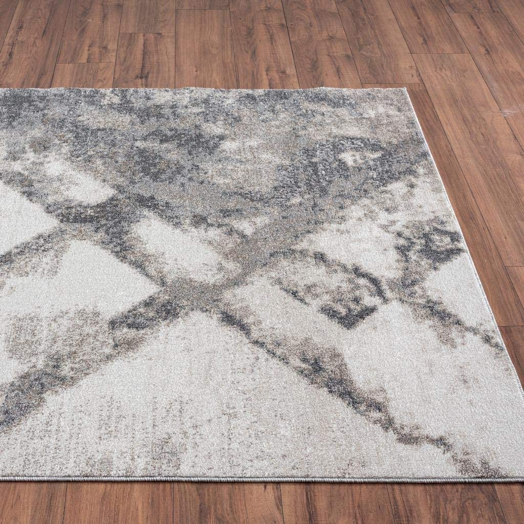 Lagos Collection Grey Art Deco Soft Area Rug