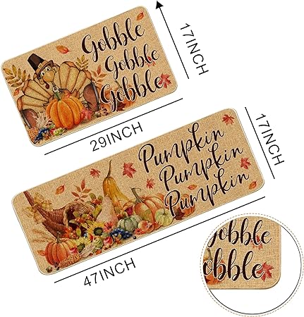 17x29 Inch, Turkey Orange Thanksgiving Fall Welcome Mats