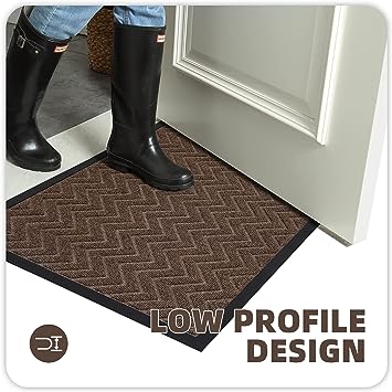 Heavy Duty Durable Outside Welcome Mat, Low Profile Non-Slip Entryway Rug for Home Entrance, Entry, Patio, Garage, High Traffic Area, 24"X48", Blue
