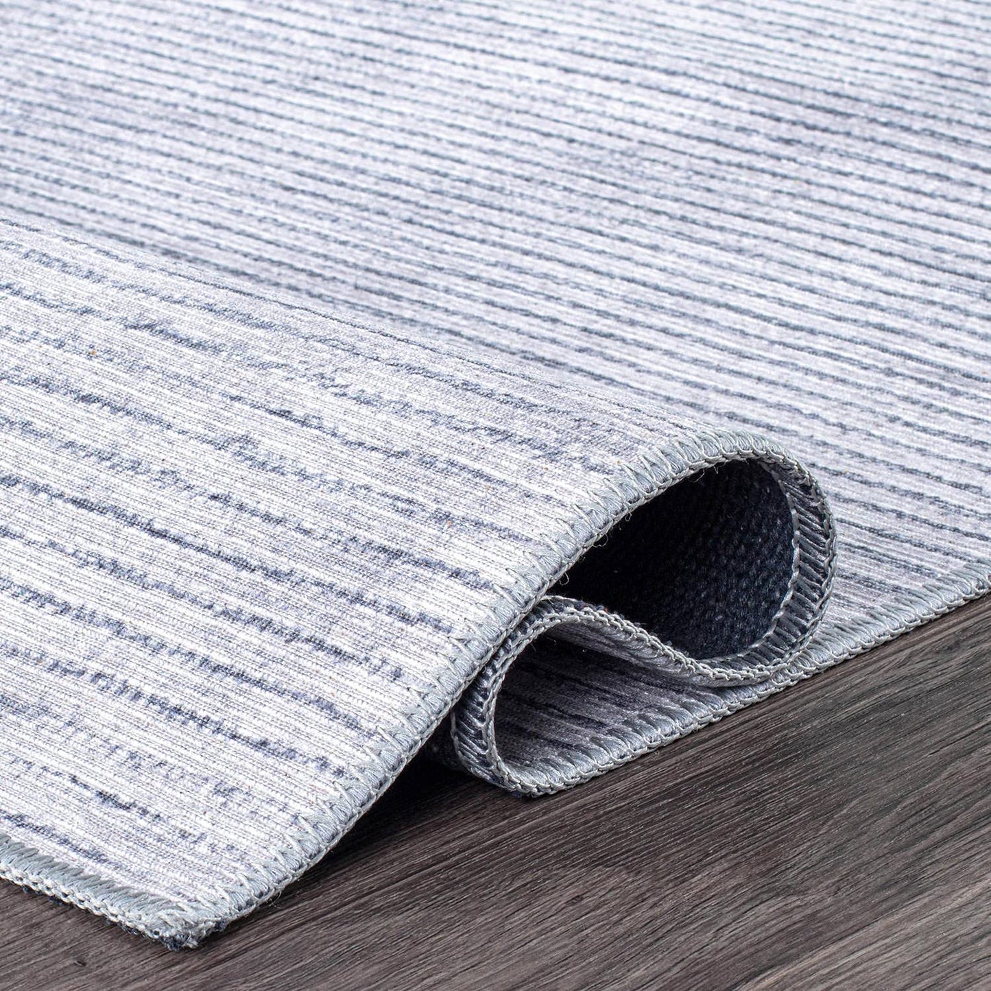 Contemporary Distressed Stripe Stain Resistant Flat Weave Eco Friendly Premium Recycled Machine Washable Area Rug 3'3"x5' Rust
