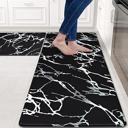 Cushioned Anti-Fatigue Waterproof Non-Slip Kitchen Mats and Rugs, 17''x47'' + 17''x30''