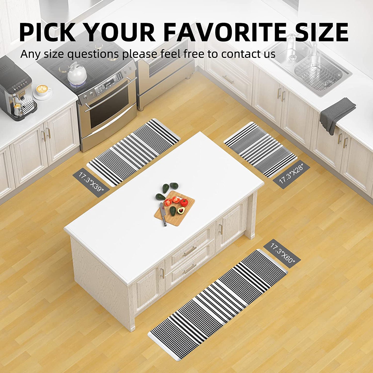 1/2 Inch Thick Cushioned Anti Fatigue Waterproof Kitchen Rug, 17.3"x28"- Grey