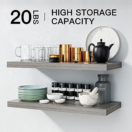 Large, 24 x 9 Inch Wall Floating Shelves Set of 2, White - AMFS06