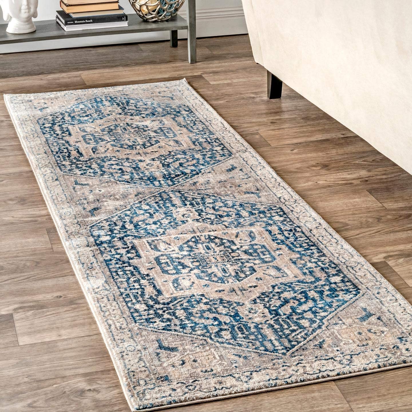 Grey Medallion Fringe Soft Area Rug