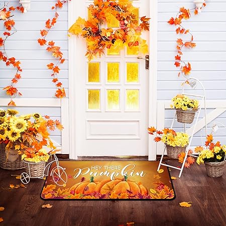 Non Slip Cushioned Fall Pumpkins  Kitchen Rug 20 x 39 Inch