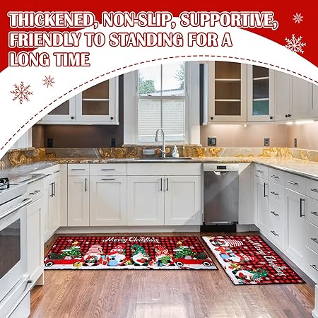 Halloween Christmas Thanksgiving Non Slip Holiday Decorations Floor Rug for Kitchen, 17 x 30 and 17 x 47 Inches