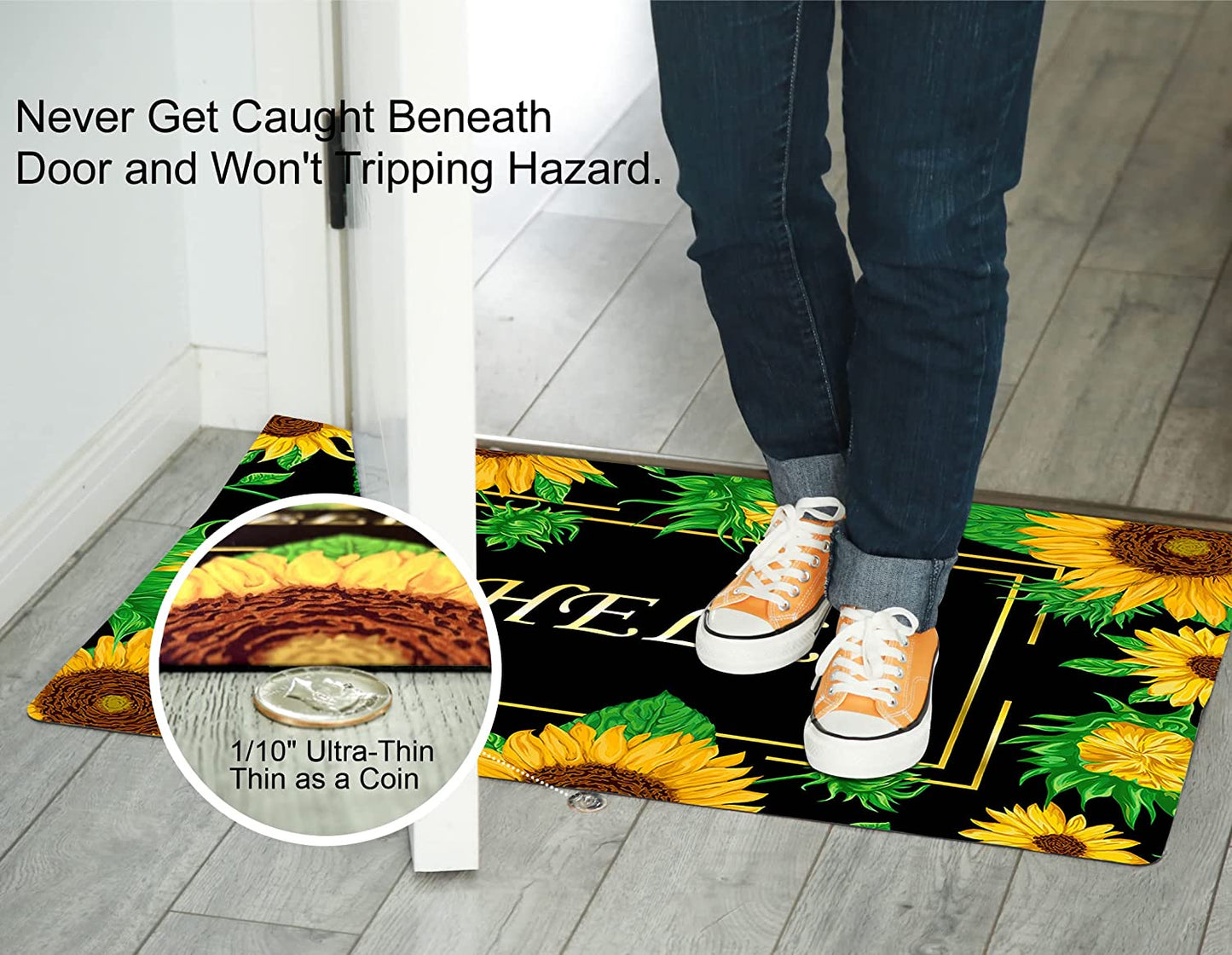 1/10 Inch Ultra Thin Front Door Washable Mat