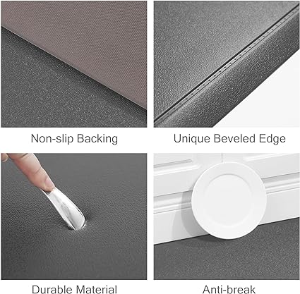 Anti Fatigue Cushioned Grey Non Slip Waterproof Memory Foam Ergonomic Comfort Rug, 17"X 28"