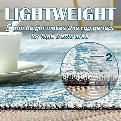 Indoor Floor Cover Vintage Geometric Accent Foldable Thin Rug