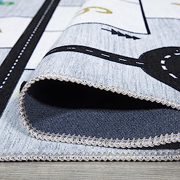 Machine Washable Wrinkle Free Abstract Hopscotch Design Cotton 3x6 Kid's Area Rug