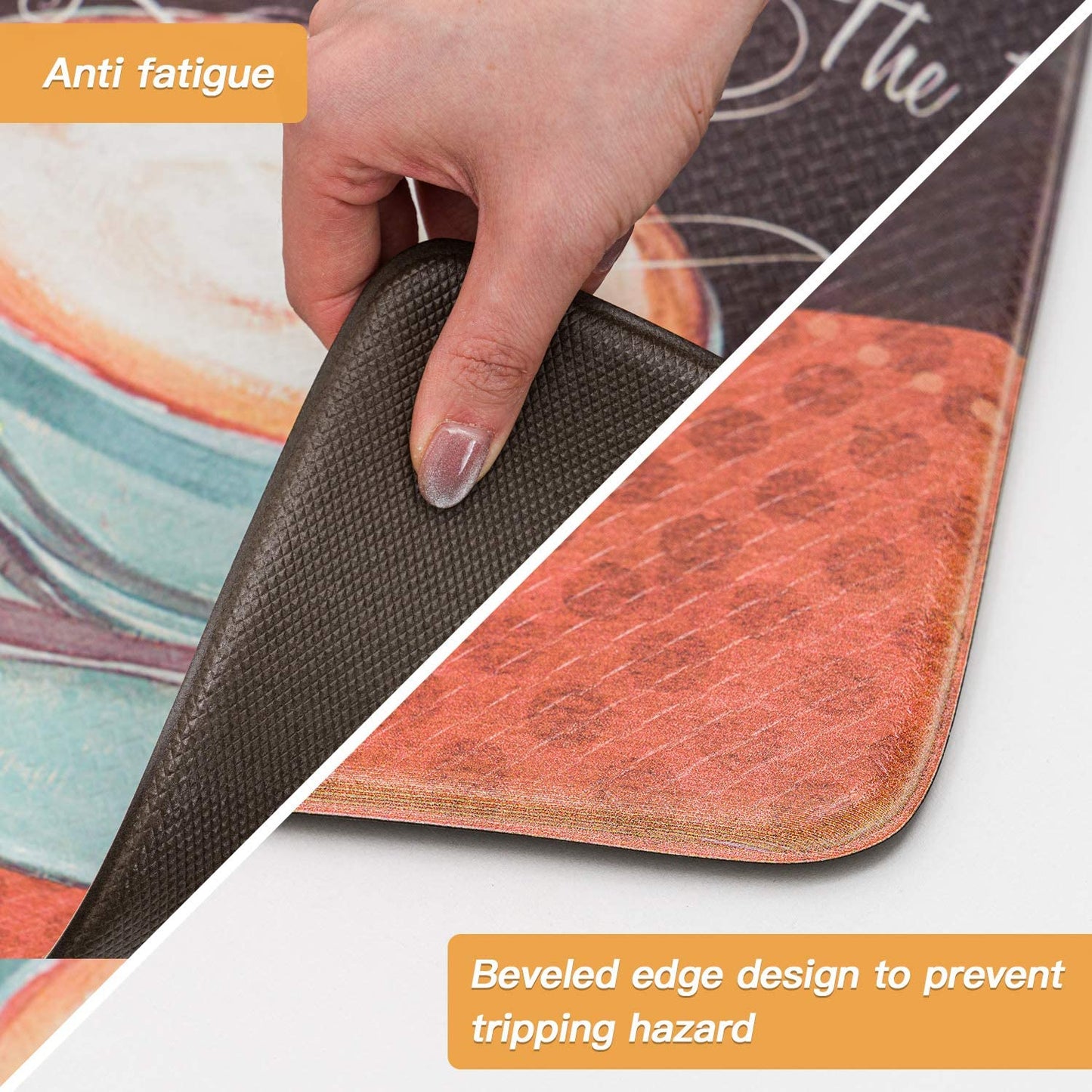 Coffee Theme Kitchen Rug Set 2 Piece Black