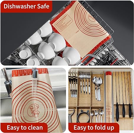 Silicone Pastry Mat for Baking, Pastry Dough Rolling Kneading Mat