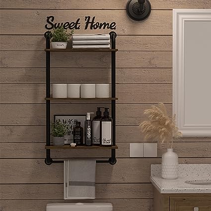 17.3 inch Rustic Farmhouse Pipe Shelves,
